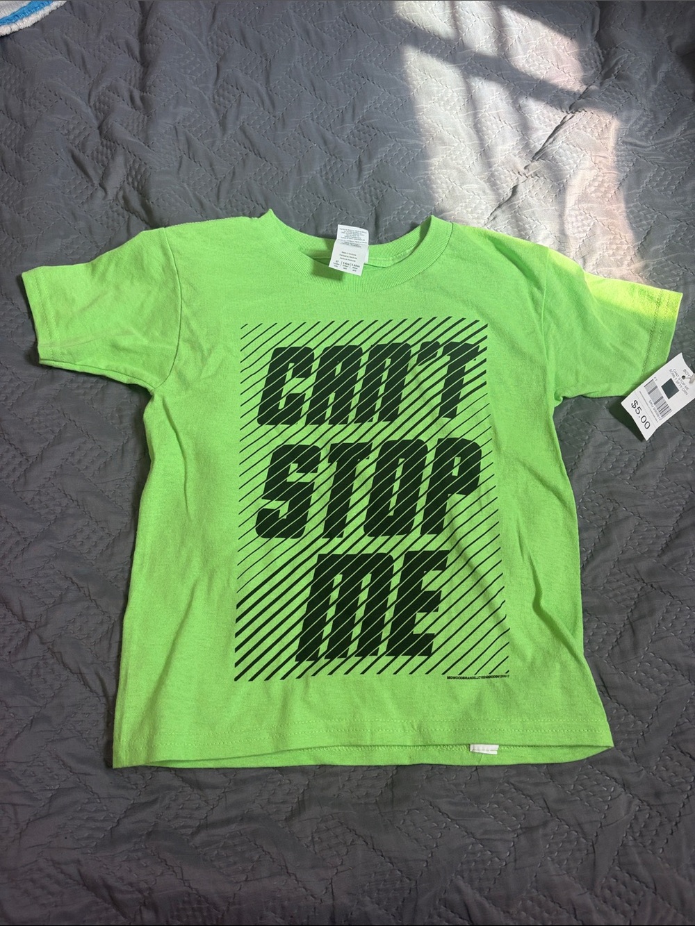 Gildan Neon Green Graphic Tee with Bold Black Text
